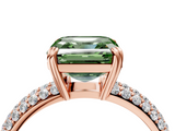 Rose gold Fancy Green Asscher  Cut Pave Diamond Engagement Ring with Channel Set Band and Four-Prong Setting_4