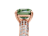 Rose gold Fancy Green Asscher  Cut Pave Diamond Engagement Ring with Channel Set Band and Four-Prong Setting_5