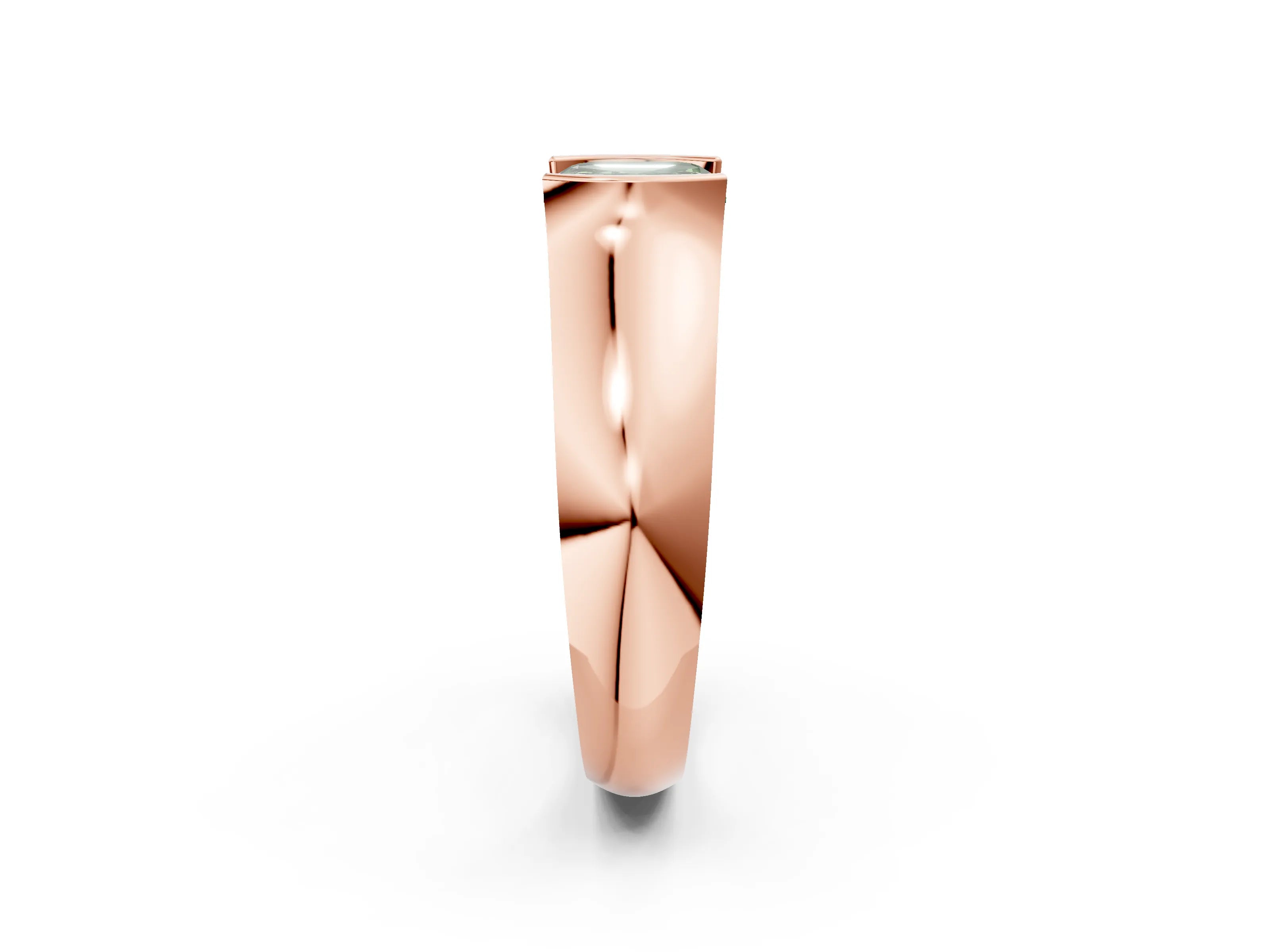 Rose gold Fancy Green Asscher Cut Solitaire Bezel Set Diamond Ring with Wide Band_2