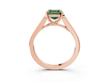 Rose gold Fancy Green Asscher Cut Solitaire Cathedral Diamond Engagement Ring with Channel-Set Band and Four-Prong Setting_6