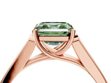 Rose gold Fancy Green Asscher Cut Solitaire Cathedral Diamond Engagement Ring with Channel-Set Band and Four-Prong Setting_7