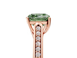Rose gold Fancy Green Asscher Cut Solitaire Cathedral Diamond Engagement Ring with Channel-Set Band and Four-Prong Setting_8
