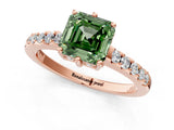 Rose gold Fancy Green Asscher Cut Solitaire Diamond Engagement Ring with Pavé Band and Six-Prong Setting_25