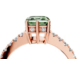 Rose gold Fancy Green Asscher Cut Solitaire Diamond Engagement Ring with Pavé Band and Six-Prong Setting_28