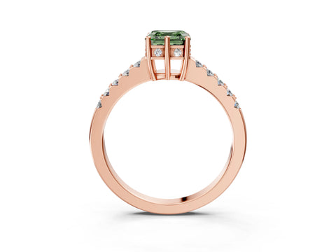 Rose gold Fancy Green Asscher Cut Solitaire Diamond Engagement Ring with Pavé Band and Six-Prong Setting_3
