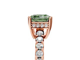 Rose gold Fancy Green Asscher Cut Solitaire Diamond Engagement Ring with Pavé Band and Six-Prong Setting_5