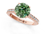Rose gold Fancy Green Asscher  Cut Solitaire Diamond Engagement Ring with Pave Band and Four-Prong Setting_1