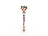 Rose gold Fancy Green Asscher  Cut Solitaire Diamond Engagement Ring with Pave Band and Four-Prong Setting_2