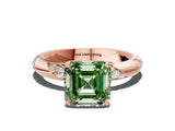 Rose gold Fancy Green Asscher Cut Solitaire Diamond Engagement Ring with Twisted Pave Band and Four-Prong Setting_3