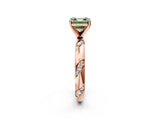 Rose gold Fancy Green Asscher Cut Solitaire Diamond Engagement Ring with Twisted Pave Band and Four-Prong Setting_5