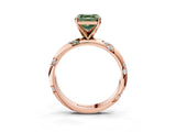 Rose gold Fancy Green Asscher Cut Solitaire Diamond Engagement Ring with Twisted Pave Band and Four-Prong Setting_6