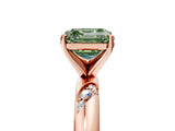 Rose gold Fancy Green Asscher Cut Solitaire Diamond Engagement Ring with Twisted Pave Band and Four-Prong Setting_8