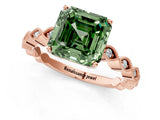 Rose gold Fancy Green Asscher Cut Solitaire Diamond Ring with Infinity Twist Band and Four-Prong Setting_1