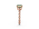 Rose gold Fancy Green Asscher Cut Solitaire Diamond Ring with Infinity Twist Band and Four-Prong Setting_2