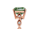 Rose gold Fancy Green Asscher Cut Solitaire Diamond Ring with Infinity Twist Band and Four-Prong Setting_5
