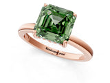 Rose gold Fancy Green Asscher Cut Solitaire Diamond Ring with Prong Setting and Plain Band_1