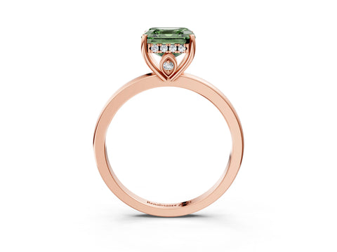 Rose gold Fancy Green Asscher Cut Solitaire Diamond Ring with Prong Setting and Plain Band_3
