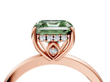 Rose gold Fancy Green Asscher Cut Solitaire Diamond Ring with Prong Setting and Plain Band_4
