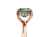Rose gold Fancy Green Asscher Cut Solitaire Diamond Ring with Prong Setting and Plain Band_5