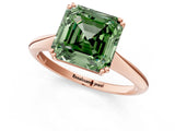 Rose gold Fancy Green Asscher Cut Solitaire Diamond Ring with Six-Prong Setting and Classic Band_13