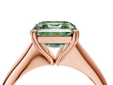 Rose gold Fancy Green Asscher Cut Solitaire Diamond Ring with Six-Prong Setting and Classic Band_16