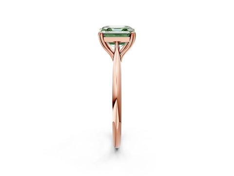 Rose gold Fancy Green Asscher Cut Solitaire Diamond Ring with Six-Prong Setting and Classic Band_2