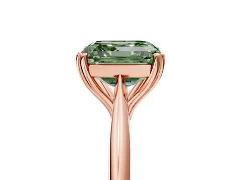 Rose gold Fancy Green Asscher Cut Solitaire Diamond Ring with Six-Prong Setting and Classic Band_5