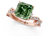 Rose gold Fancy Green Asscher  Cut Solitaire Diamond Twisted Band with Pave Setting_18