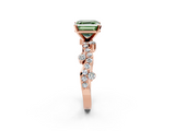 Rose gold Fancy Green Asscher  Cut Solitaire Diamond Twisted Band with Pave Setting_19