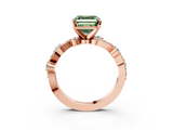 Rose gold Fancy Green Asscher  Cut Solitaire Diamond Twisted Band with Pave Setting_20