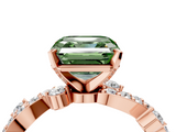 Rose gold Fancy Green Asscher  Cut Solitaire Diamond Twisted Band with Pave Setting_21