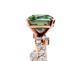 Rose gold Fancy Green Asscher  Cut Solitaire Diamond Twisted Band with Pave Setting_22