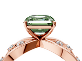Rose gold Fancy Green Asscher  Cut Solitaire Diamond with Side Stones on Criss-Cross Band and Four-Prong Setting_21