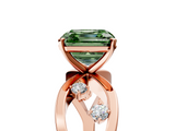 Rose gold Fancy Green Asscher  Cut Solitaire Diamond with Side Stones on Criss-Cross Band and Four-Prong Setting_22