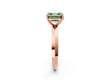 Rose gold Fancy Green Asscher  Cut Solitaire Engagement Ring with Flat Band and Four-Prong Setting 3