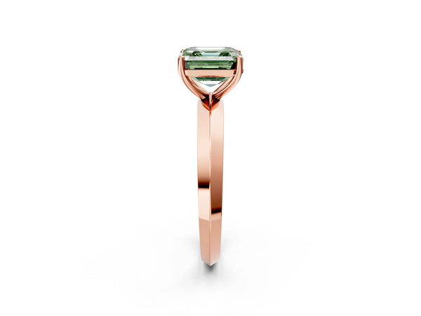 Rose Gold Asscher Cut Knife-Edge Solitaire Engagement Ring Setting for Fancy Green Center