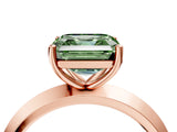 Rose gold Fancy Green Asscher  Cut Solitaire Engagement Ring with Flat Band and Four-Prong Setting 5