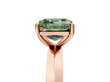 Rose gold Fancy Green Asscher  Cut Solitaire Engagement Ring with Flat Band and Four-Prong Setting