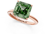 Rose gold Fancy Green Asscher  Cut Solitaire Engagement Ring with Four-Prong Setting and Classic Band_18
