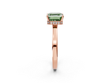 Rose gold Fancy Green Asscher  Cut Solitaire Engagement Ring with Four-Prong Setting on a Classic Band_2