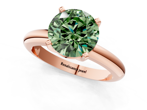 Rose gold Fancy Green Asscher  Cut Solitaire Engagement Ring with Round Band and Four-Prong Setting_1