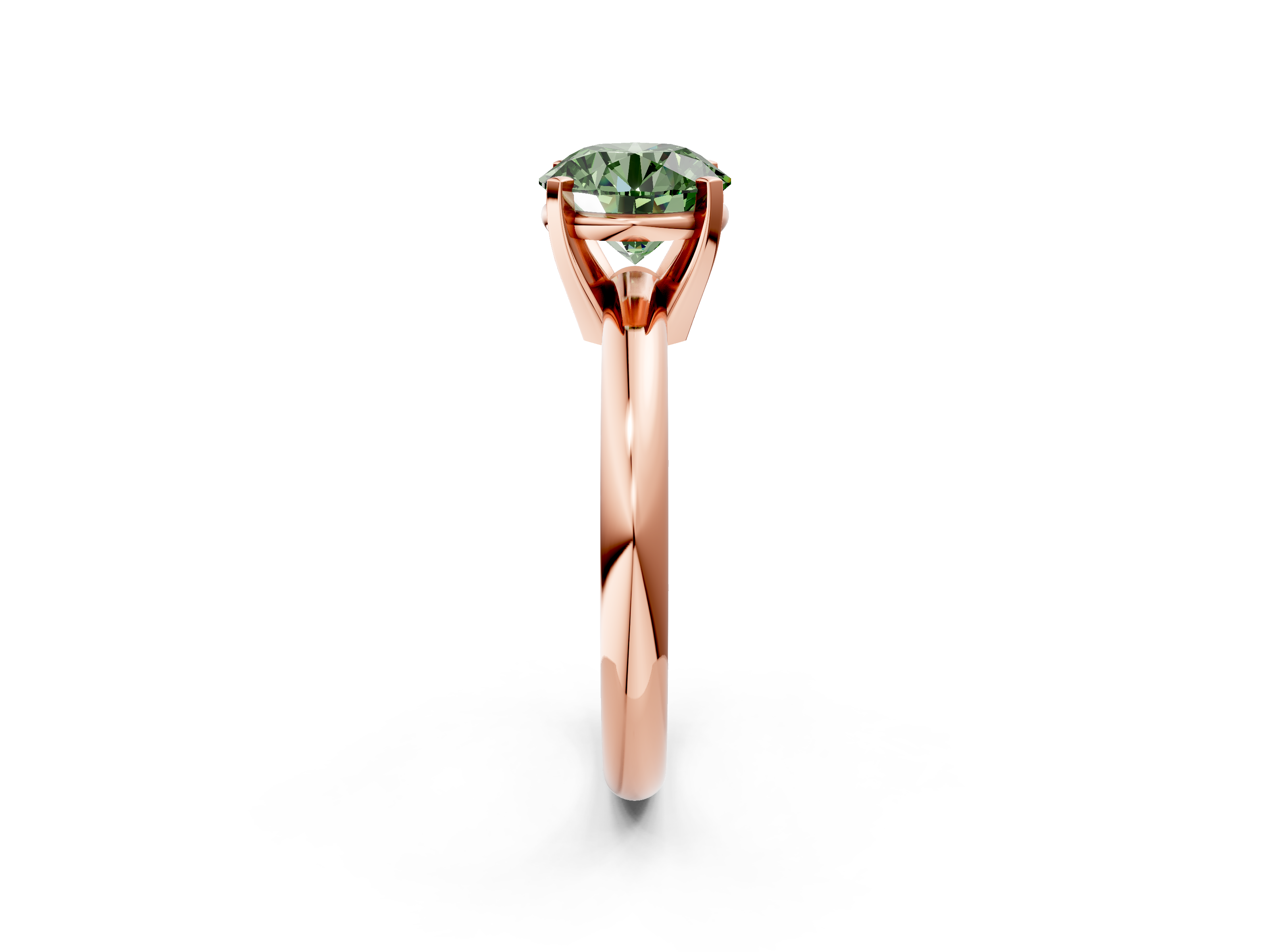 Rose gold Fancy Green Asscher  Cut Solitaire Engagement Ring with Round Band and Four-Prong Setting_2