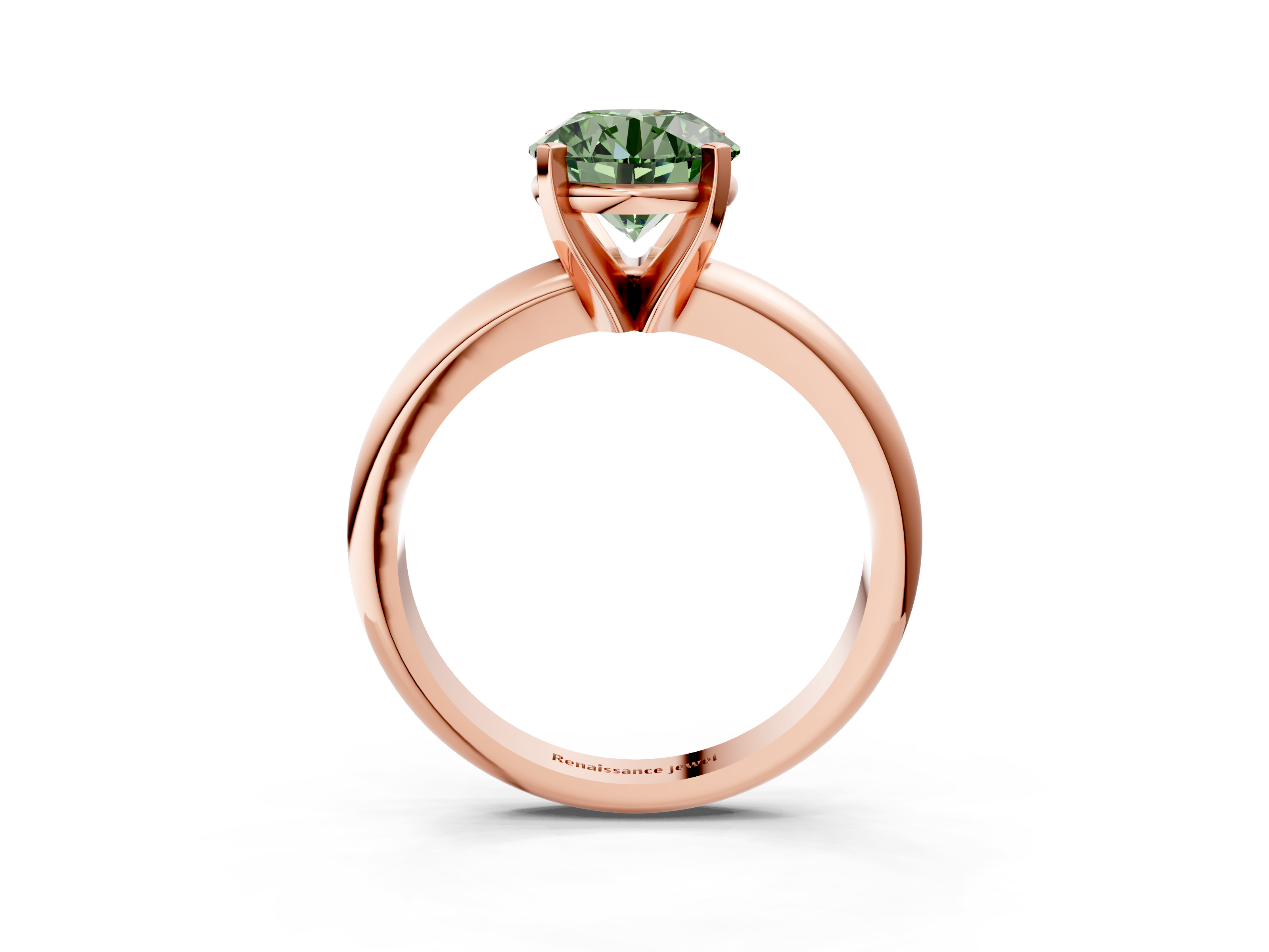 Rose gold Fancy Green Asscher  Cut Solitaire Engagement Ring with Round Band and Four-Prong Setting_3