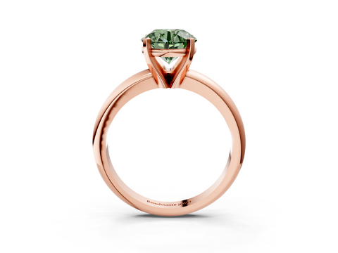 Rose gold Fancy Green Asscher  Cut Solitaire Engagement Ring with Round Band and Four-Prong Setting_3