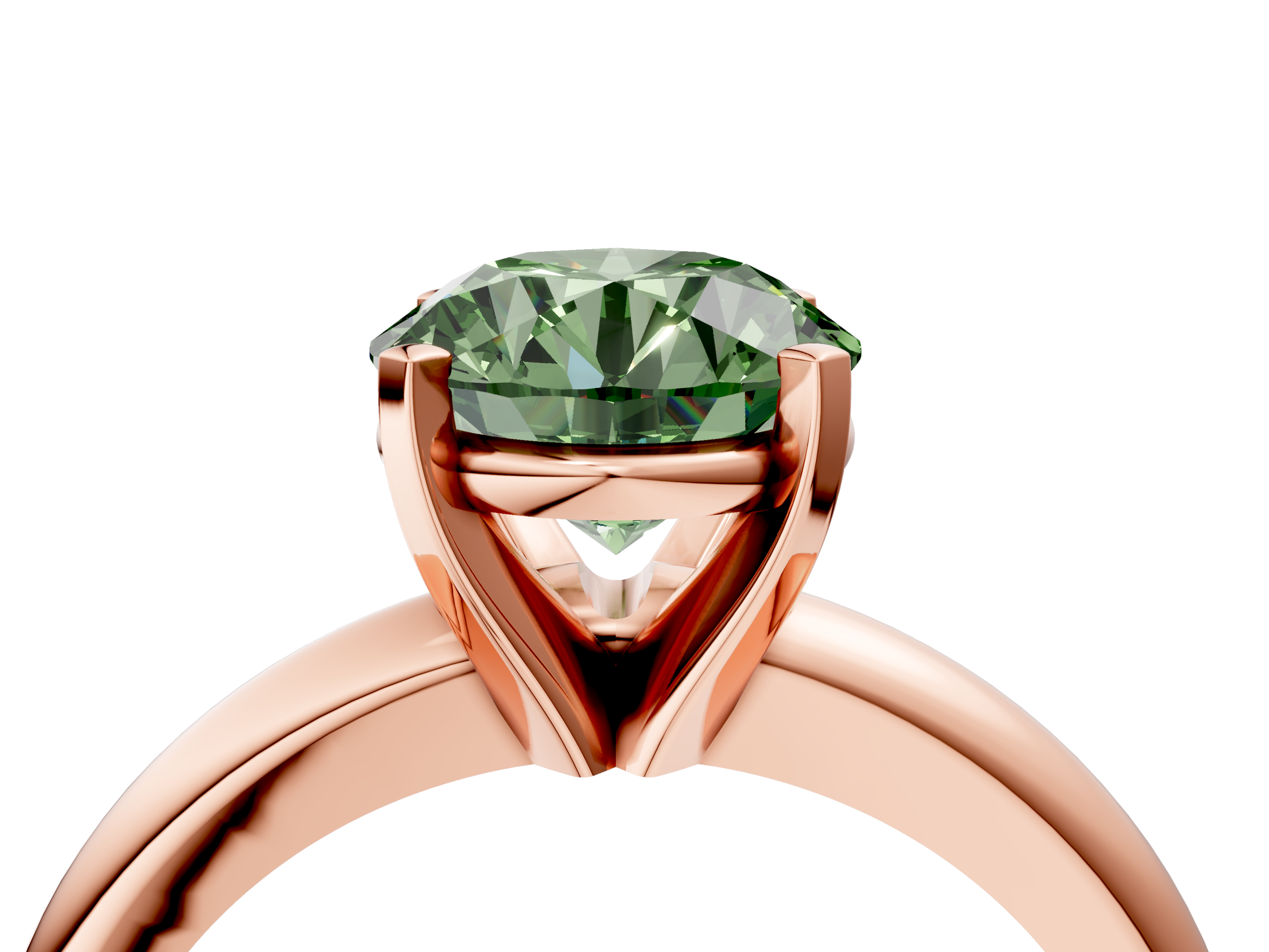 Rose gold Fancy Green Asscher  Cut Solitaire Engagement Ring with Round Band and Four-Prong Setting_4