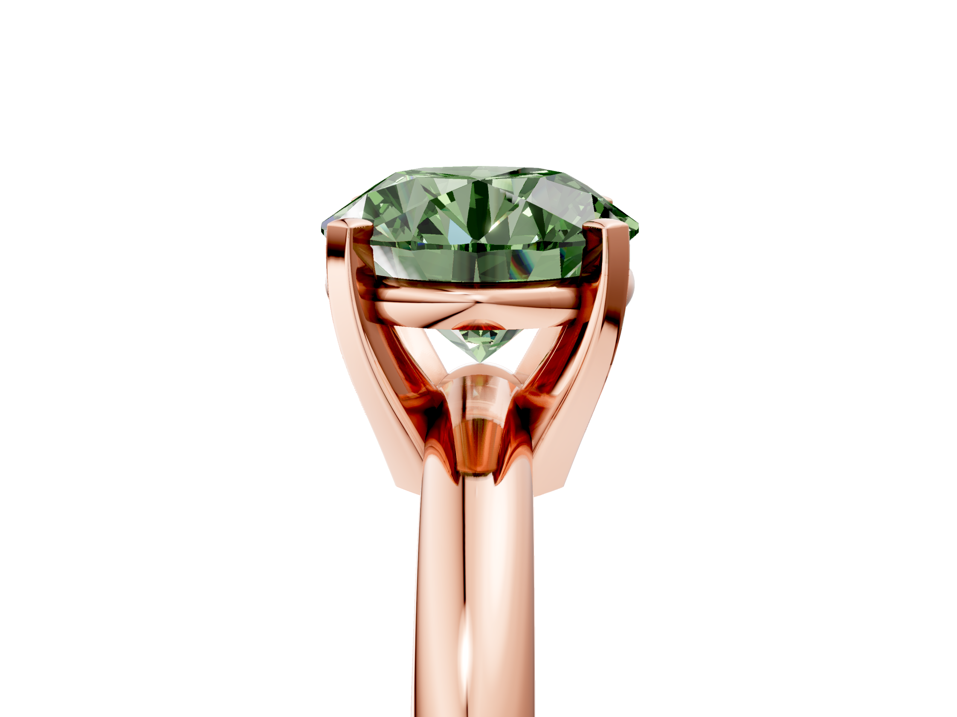 Rose gold Fancy Green Asscher  Cut Solitaire Engagement Ring with Round Band and Four-Prong Setting_5