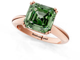 Rose gold Fancy Green Asscher  Cut Solitaire Engagement Ring with Tapered Band and Four-Prong Setting 2