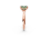 Rose gold Fancy Green Asscher  Cut Solitaire Engagement Ring with Tapered Band and Four-Prong Setting 3