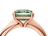 Rose gold Fancy Green Asscher  Cut Solitaire Engagement Ring with Tapered Band and Four-Prong Setting 5