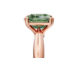 Rose gold Fancy Green Asscher  Cut Solitaire Engagement Ring with Tapered Band and Four-Prong Setting